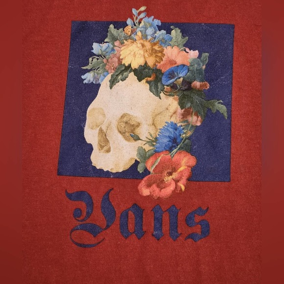 Vans Floral Skull Men's Small Short Sleeve T-shirt‎ - Picture 2 of 6